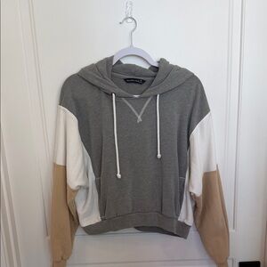 Abercrombie & Fitch Gray, White, and Tan Hoodie
